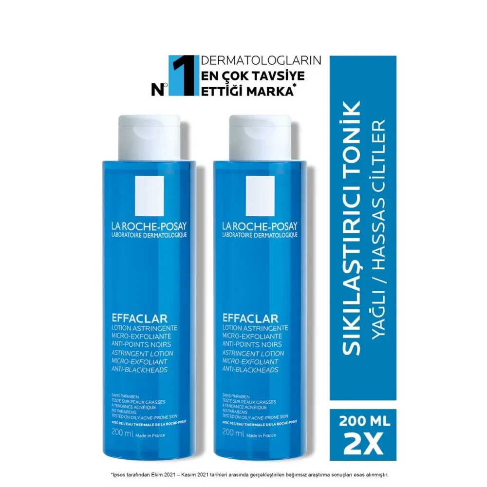 La Roche Posay Effaclar Akneye Eğilimli ve Yağlı Ciltler İçin Sıkılaştırıcı Parabensiz Akne Tonik 2x200 ml