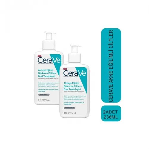 CeraVe Akneye Eğilim Gösteren Ciltlere Özel 2x236 ml Yüz Temizleme Jeli CeraVe Akneye Eğilim Gösteren Ciltlere Özel 2x236 ml Yüz Temizleme Jeli