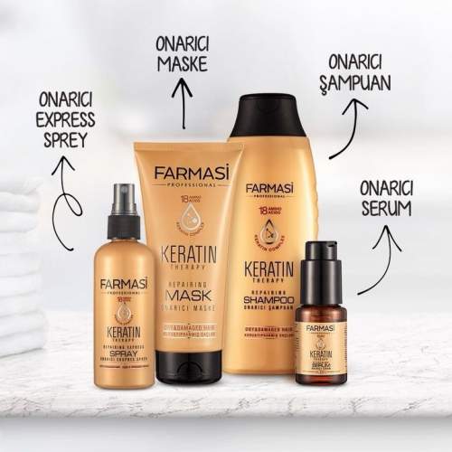 Farmasi Keratin Theraphy 4'lü Onarıcı Saç Bakım Seti Şampuan + Maske + Sprey + Serum Farmasi Keratin Theraphy 4'lü Onarıcı Saç Bakım Seti Şampuan + Maske + Sprey + Serum