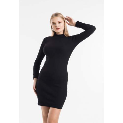 Kadın Siyah Düz Balıkçı Elbise Kadın Siyah Düz Balıkçı Elbise