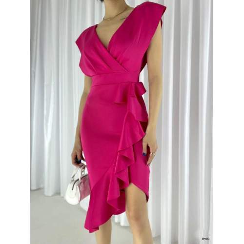 Scuba Kumaş Önü Fırfırlı Midi Boy Elbise Scuba Kumaş Önü Fırfırlı Midi Boy Elbise