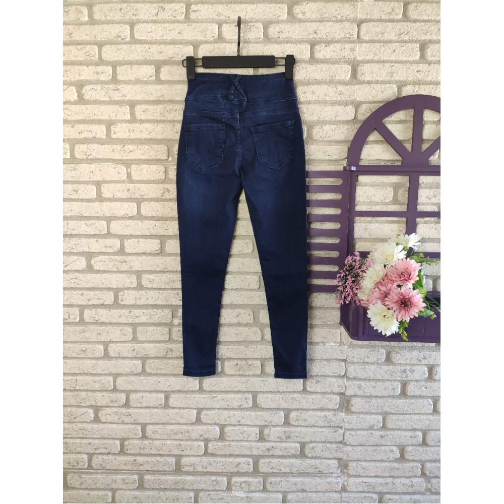 Yüksek Bel Likralı Jean Pantolon 90 Cm