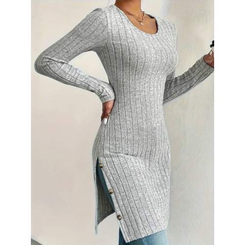 Kadın Uzun Kollu Yuvarlak Yaka Yandan Yırtmaçlı Düğmeli şardonlu Kaşkorse Bluz Kadın Uzun Kollu Yuvarlak Yaka Yandan Yırtmaçlı Düğmeli şardonlu Kaşkorse Bluz