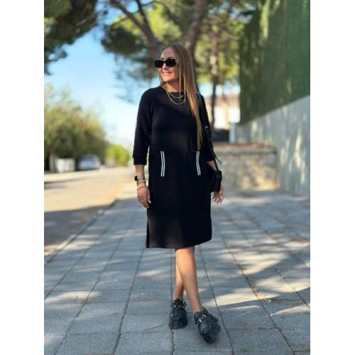 Kadın Viskon Pamuklu Kumaş Kol File , şerit Ve Cep Detaylı Elbise Kadın Viskon Pamuklu Kumaş Kol File , şerit Ve Cep Detaylı Elbise