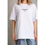 Unisex Baskılı Oversize T-Shirt - Beyaz