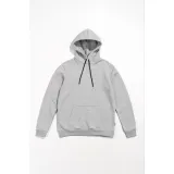 Erkek Uzun Kol Kapşonlu Basic Sweatshirt Hoodie - Gri