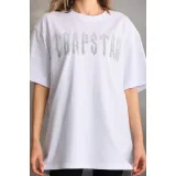 Unisex Taş Desenli Oversize T-Shirt - Beyaz