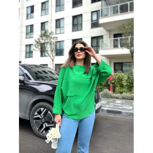 Kadın Yarasa Kol Aerobin Kumaş Bluz Kadın Yarasa Kol Aerobin Kumaş Bluz