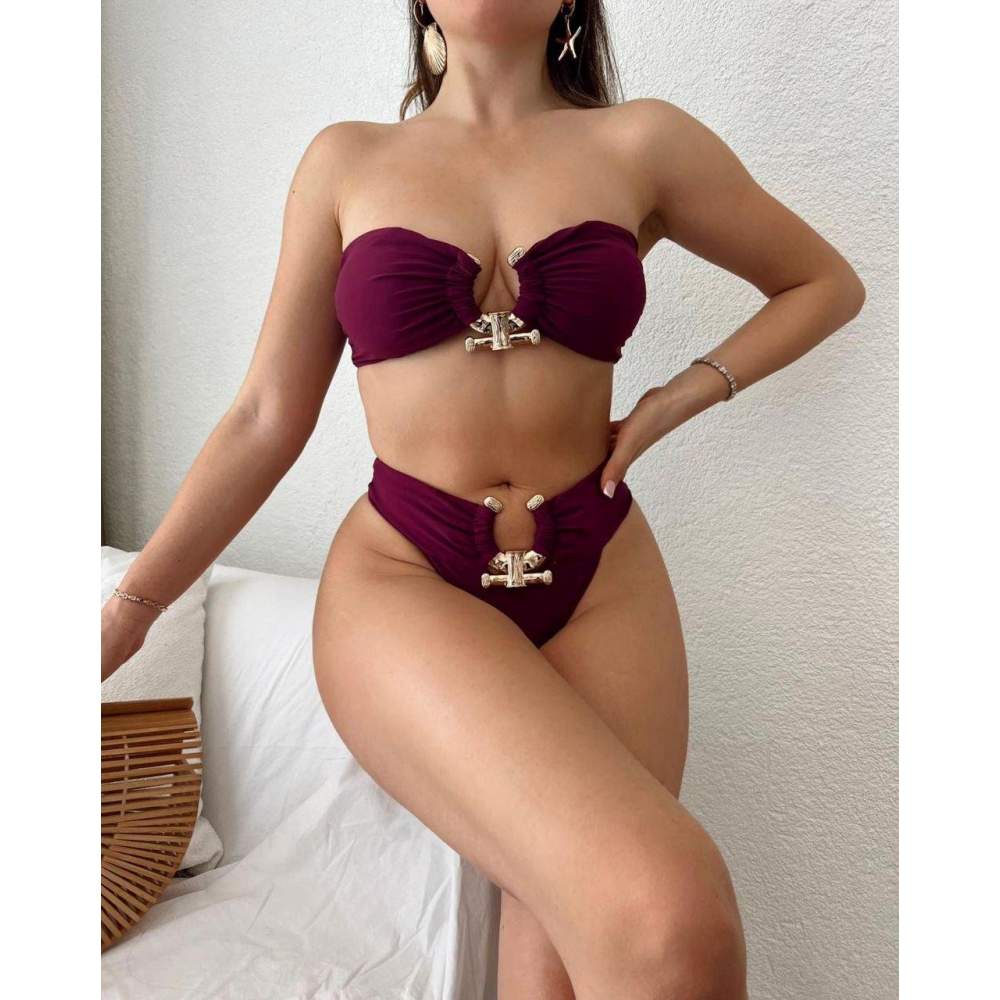 Kadın Italyan Kumaş Toka Detaylı Bikini