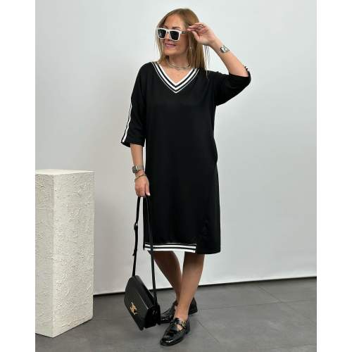 Kadın Siyah Diz Üstü Ribanalı Elbise Kadın Siyah Diz Üstü Ribanalı Elbise