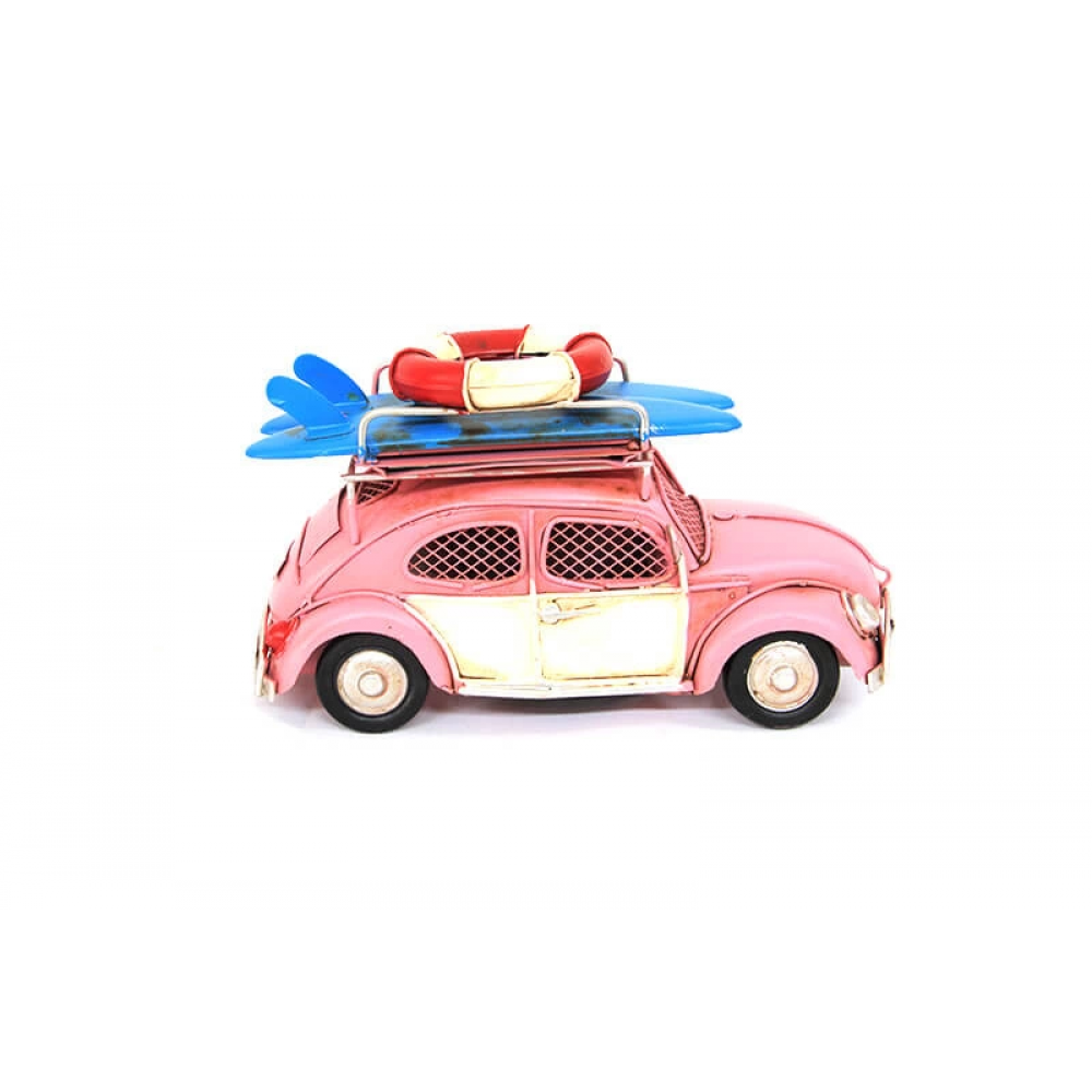 Vintage Tasarım Dekoratif Metal Araba Çerçeveli Ve Kumbaralı