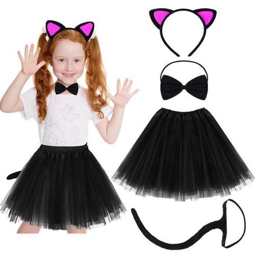 Kedi Kulak Taç Etek Kuyruk ve Papyon 4 lü Set Çocuk Fuşya Kedi Kulak Taç Etek Kuyruk ve Papyon 4 lü Set Çocuk Fuşya