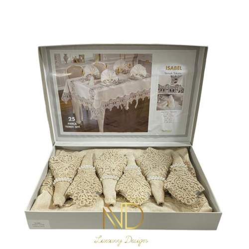 25 Parça Masa Örtüsü Seti İsabel Cappuccino 25 Parça Masa Örtüsü Seti İsabel Cappuccino