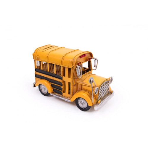 Vintage Tasarım Dekoratif Metal Araba Okul Otobüsü Vintage Tasarım Dekoratif Metal Araba Okul Otobüsü