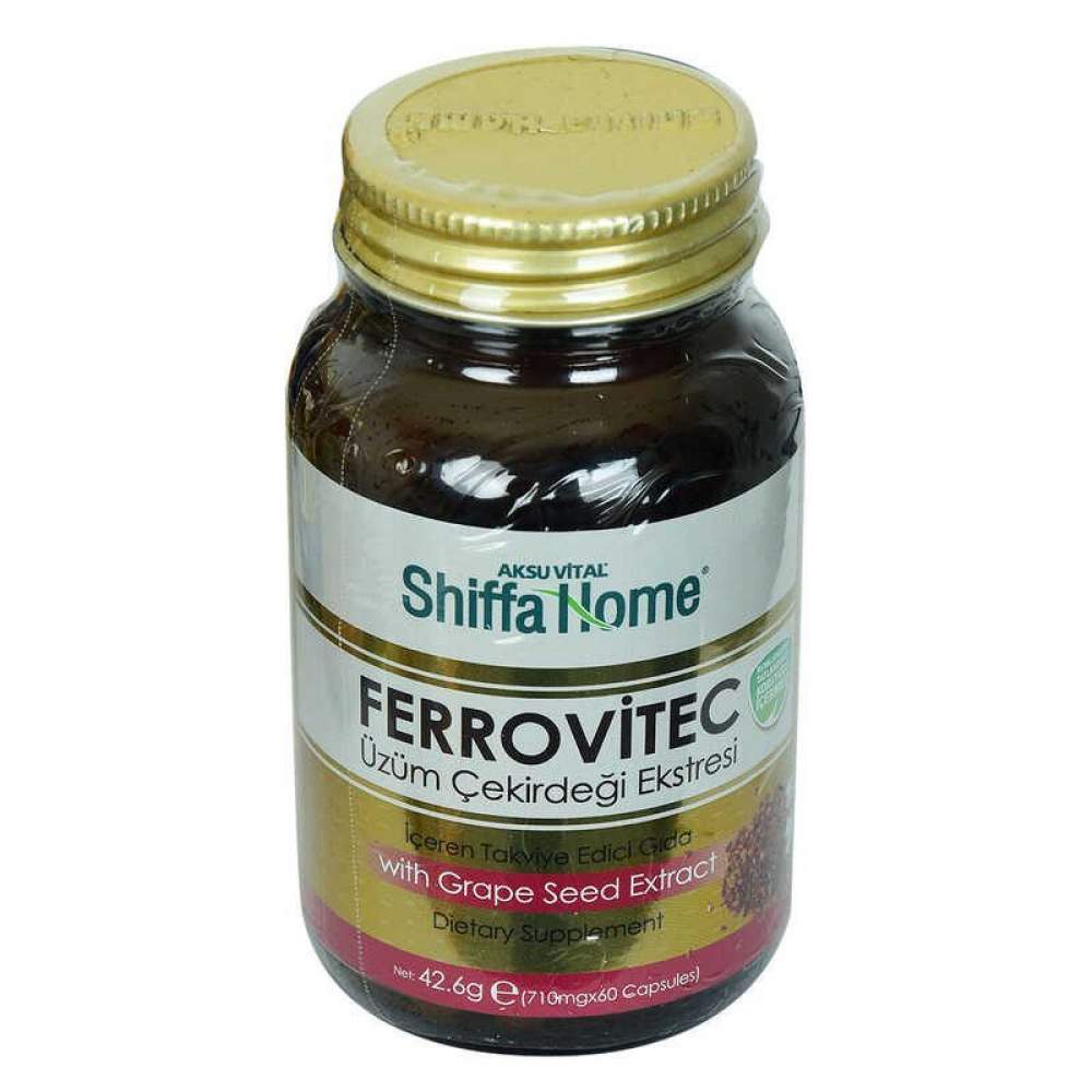 Shiffa Home Ferrovitec Üzüm Çekirdeği Ekstresi Diyet Takviyesi 710 Mg x 60 Kapsül Shiffa Home Ferrovitec Üzüm Çekirdeği Ekstresi Diyet Takviyesi 710 Mg x 60 Kapsül