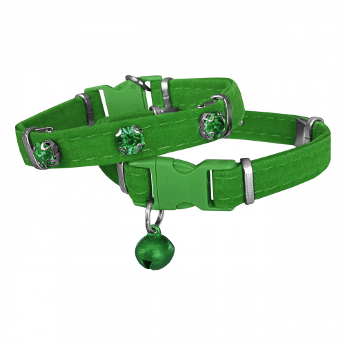 Kadife Kedi Boyun Tasması Taşlı 20-32 cm Yeşil Kadife Kedi Boyun Tasması Taşlı 20-32 cm Yeşil