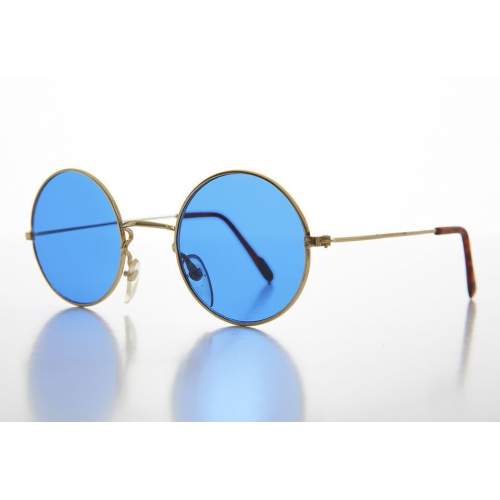 Yuvarlak Cam John Lennon Tarzı Gold Çerçeveli Mavi Gözlük Yuvarlak Cam John Lennon Tarzı Gold Çerçeveli Mavi Gözlük