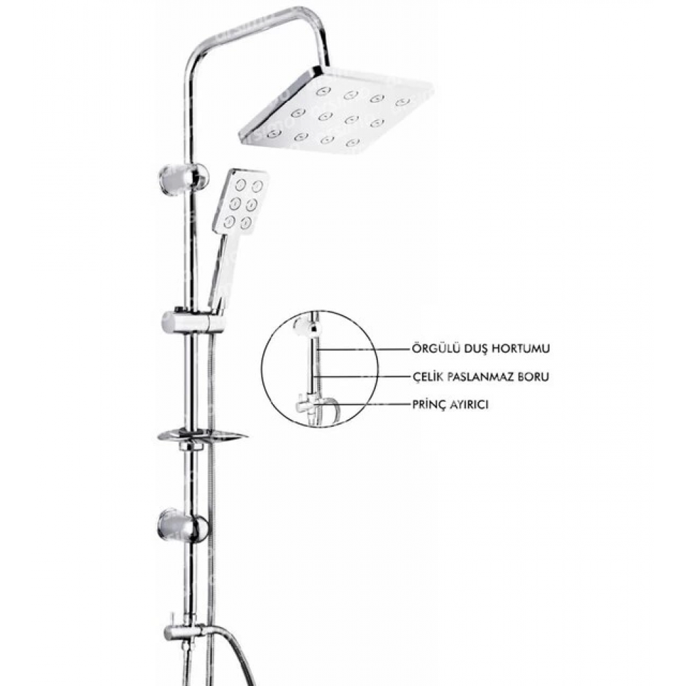 Robot Duş Seti Krom Dikdörtgen Çok Fonksiyonlu Yağmur Robot Duş Sistemi