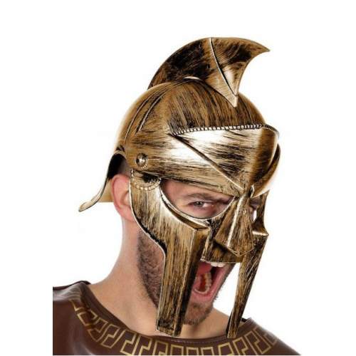 Gladyatör Savaş Kaskı Miğferi İnce Başlık Altın Renk Gladyatör Savaş Kaskı Miğferi İnce Başlık Altın Renk