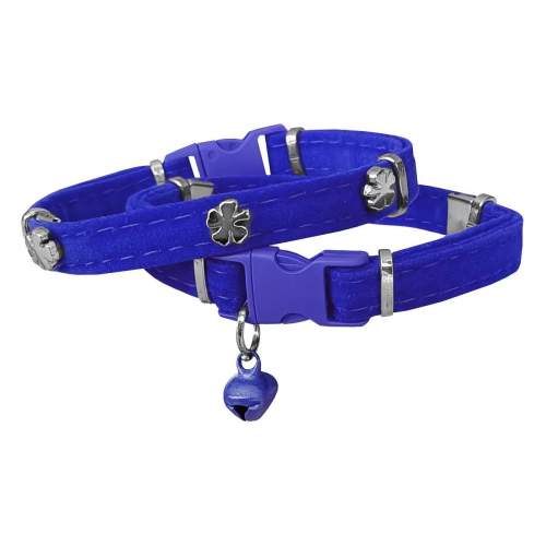 Kadife Kedi Boyun Tasması Yoncalı 20-32 cm Mavi Kadife Kedi Boyun Tasması Yoncalı 20-32 cm Mavi