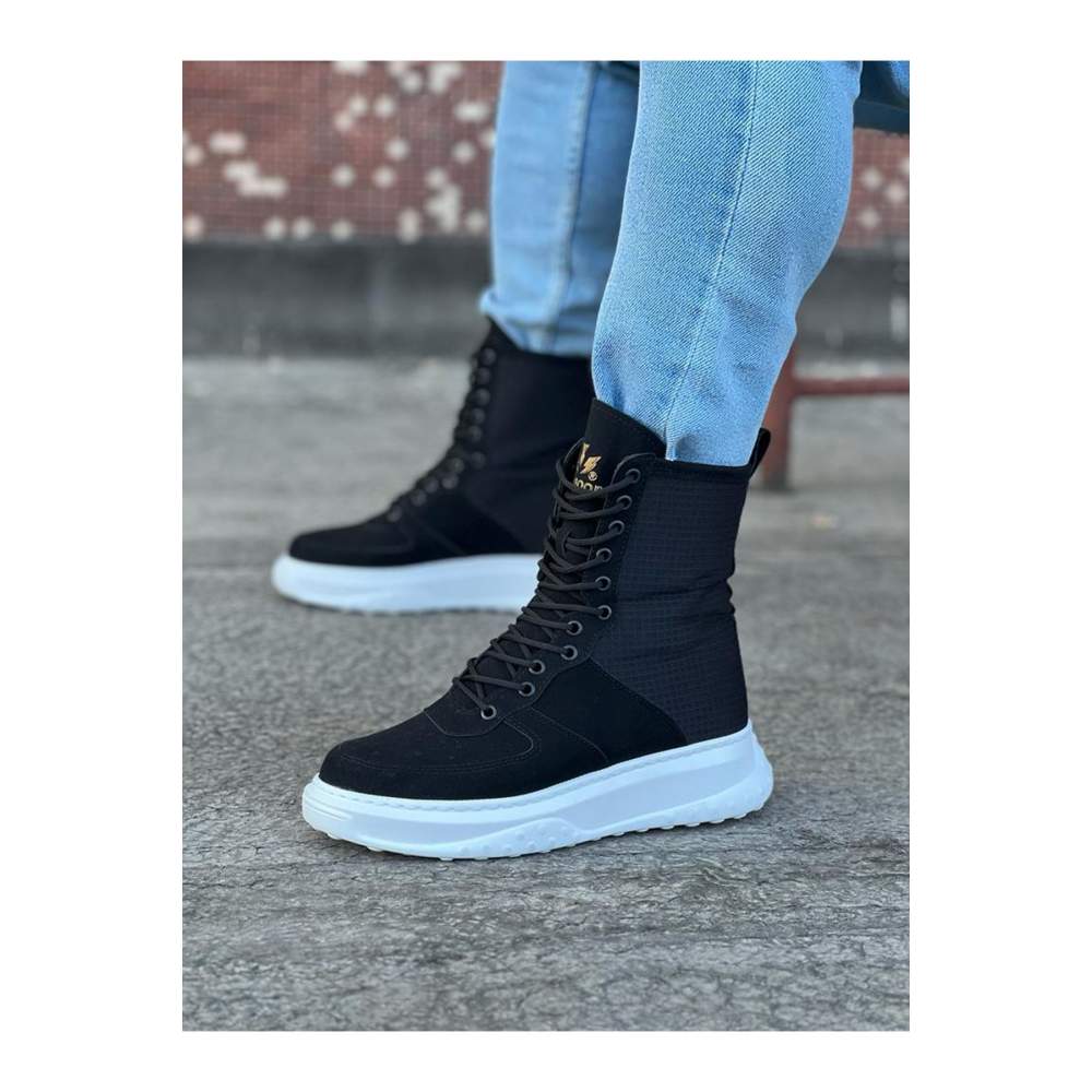 Siyah Süet Uzun Bağcıklı  Bot