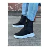 Siyah Süet Uzun Bağcıklı  Bot