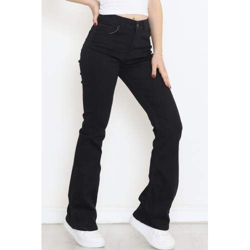 İspanyol Paça Kot Pantolon Siyah İspanyol Paça Kot Pantolon Siyah