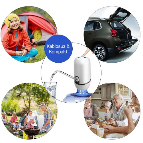 Kampta Piknikte Yazlıkta Şarjlı Damacana Otomatik Su Pompası Kampta Piknikte Yazlıkta Şarjlı Damacana Otomatik Su Pompası