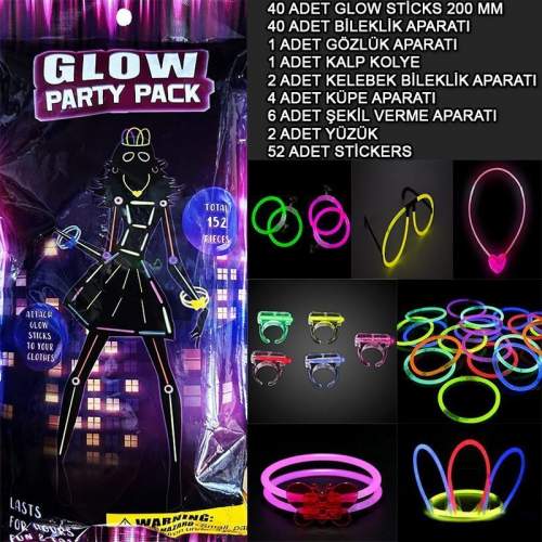 Glow Parti Seti 152 Parçalık Lüks Glow Kostüm Seti Glow Parti Seti 152 Parçalık Lüks Glow Kostüm Seti