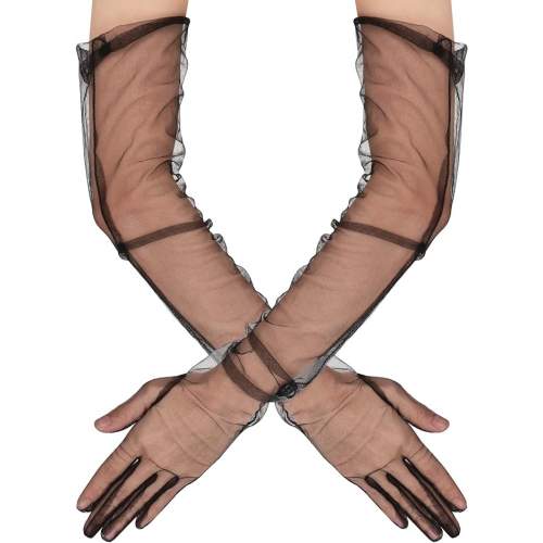 Uzun Boy Likralı Siyah Renk Yetişkin Mega Tül Eldiven 53 cm Uzun Boy Likralı Siyah Renk Yetişkin Mega Tül Eldiven 53 cm