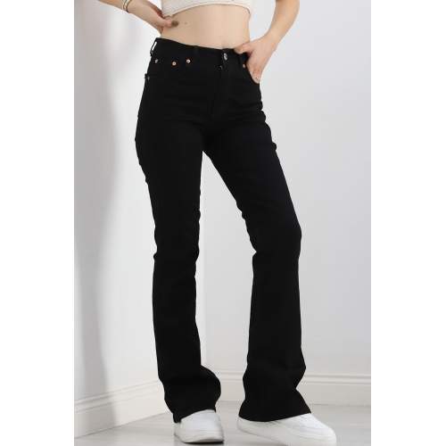 İspanyol Paça Solmayan Kot Pantolon Siyah İspanyol Paça Solmayan Kot Pantolon Siyah