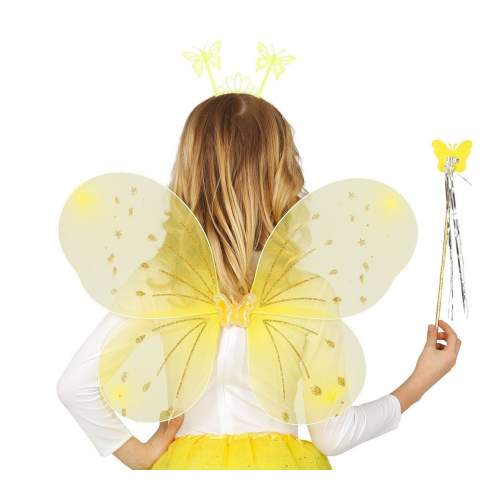 Sarı Renk Kelebek Kanadı Tacı ve Sopası 50x37 cm Sarı Renk Kelebek Kanadı Tacı ve Sopası 50x37 cm