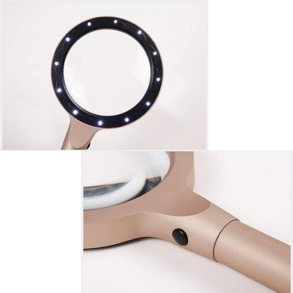 -12 Led Işıklı 10x Büyüteç ,yaşlılar Ve Çocuklar Için Okuma Saplı Metal Büyüteç 8013 -12 Led Işıklı 10x Büyüteç ,yaşlılar Ve Çocuklar Için Okuma Saplı Metal Büyüteç 8013