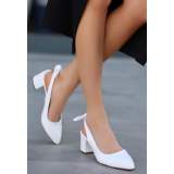 Beyaz Cilt Topuklu Ayakkabı
