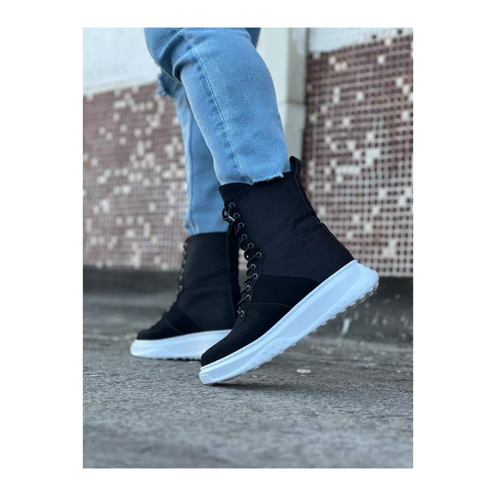 Siyah Süet Uzun Bağcıklı  Bot