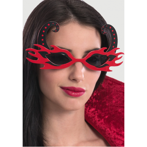 Siyah Boynuzlu Kırmızı Renk Alevli Parti Gözlüğü 21x10 cm Siyah Boynuzlu Kırmızı Renk Alevli Parti Gözlüğü 21x10 cm