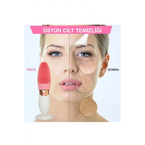 Derin Gözenek Temizliği İçin İnce Kaba Silikon Uçlu Elektrikli Yüz Temizleme Fırçası Derin Gözenek Temizliği İçin İnce Kaba Silikon Uçlu Elektrikli Yüz Temizleme Fırçası