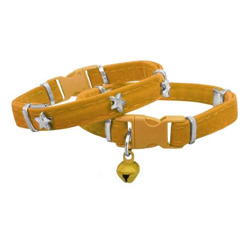 Kadife Kedi Boyun Tasması Yıldızlı 20-32 cm Sarı Kadife Kedi Boyun Tasması Yıldızlı 20-32 cm Sarı