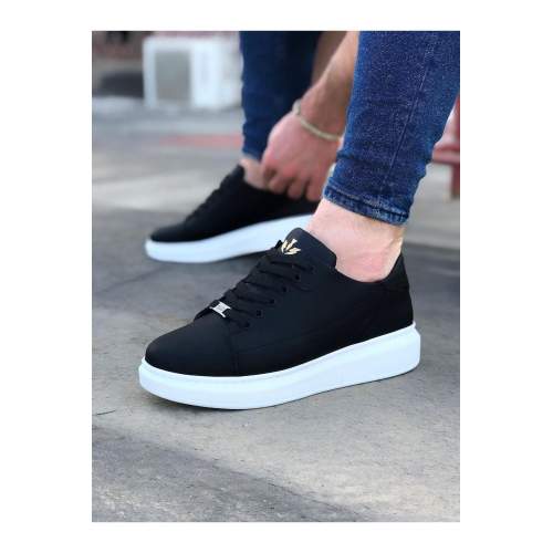 Siyah Bağcıklı Kalın Taban Casual Erkek Ayakkabı Siyah Bağcıklı Kalın Taban Casual Erkek Ayakkabı