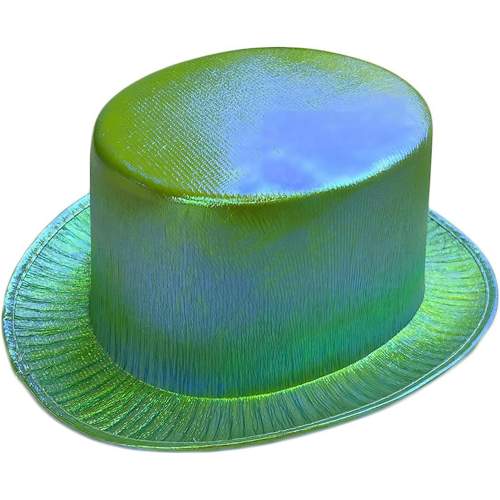 Yeşil Renk Işıltılı Hologram Kumaş Kaplama Fötr Silindir Şapka Yetişkin Boy Yeşil Renk Işıltılı Hologram Kumaş Kaplama Fötr Silindir Şapka Yetişkin Boy