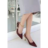 Bordo Rugan Topuklu Ayakkabı