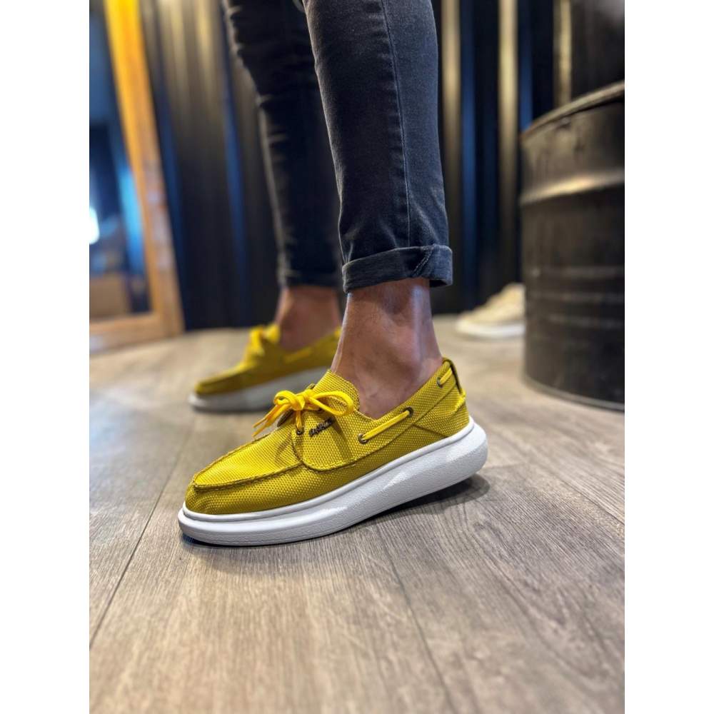 Yüksek Taban Mevsimlik Keten Ayakkabı  Sarı