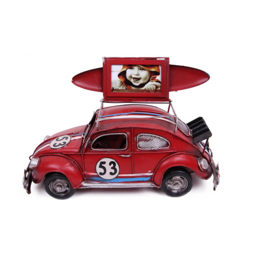 Vintage Tasarım Dekoratif Metal Araba Çerçeveli Ve Kumbaralı