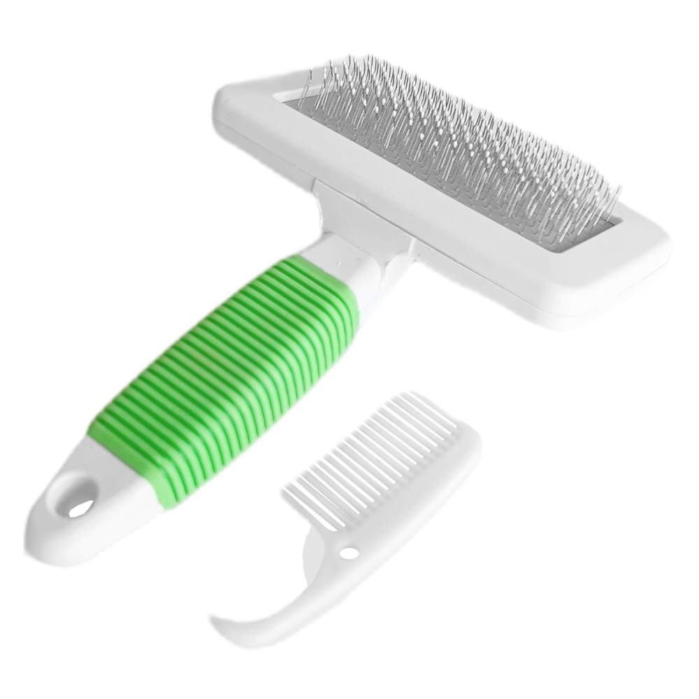 Temizleme Aparatlı Kedi Köpek Tarağı 9.5 cm-14 cm Medium Yeşil