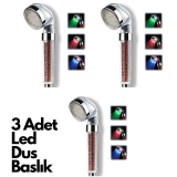 3 Adet Tasarruflu Boncuklu Ledli Duş Başlık-pil Veya Elektrik Gerekmez Kinetik Enerjili 3 Adet Tasarruflu Boncuklu Ledli Duş Başlık-pil Veya Elektrik Gerekmez Kinetik Enerjili