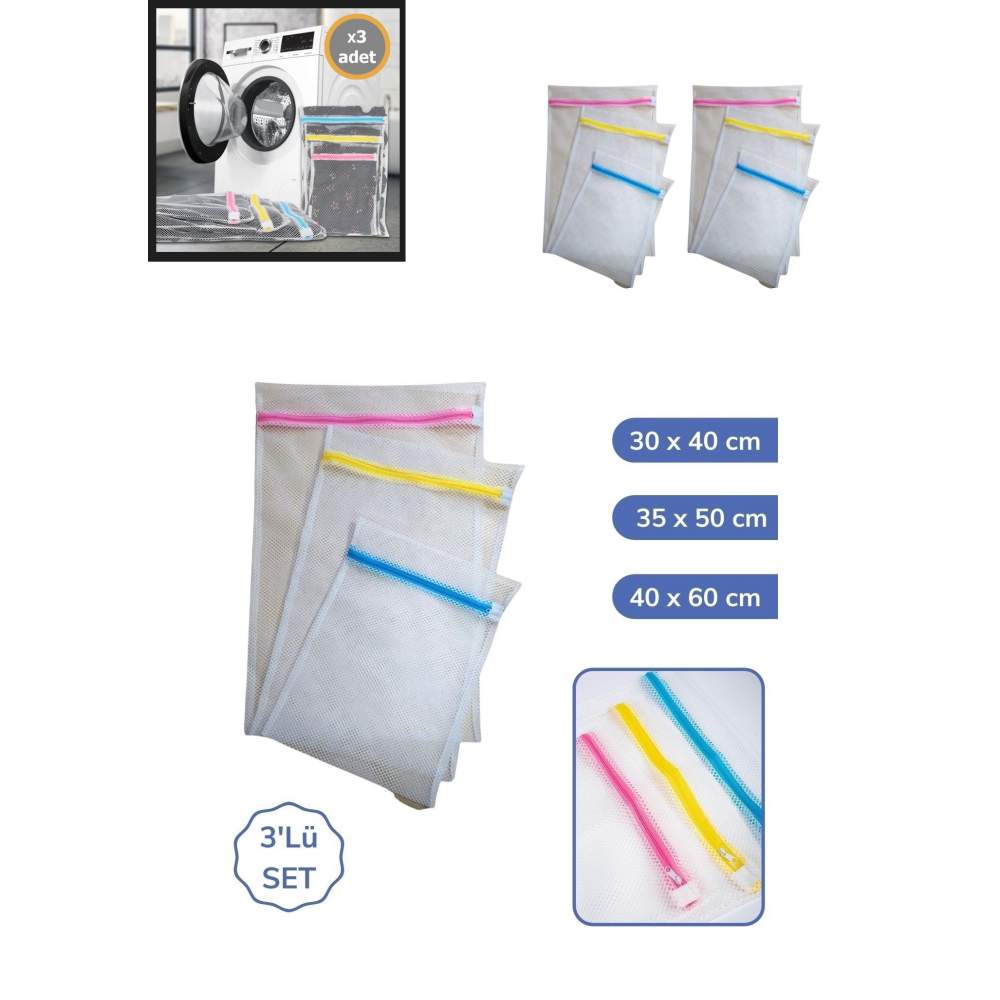3'lü Çamaşır Yıkama Filesi Set Renkli Fermuarlı Pratik Çamaşır Yıkama Filesi Seti 3 Boy 3'lü Çamaşır Yıkama Filesi Set Renkli Fermuarlı Pratik Çamaşır Yıkama Filesi Seti 3 Boy