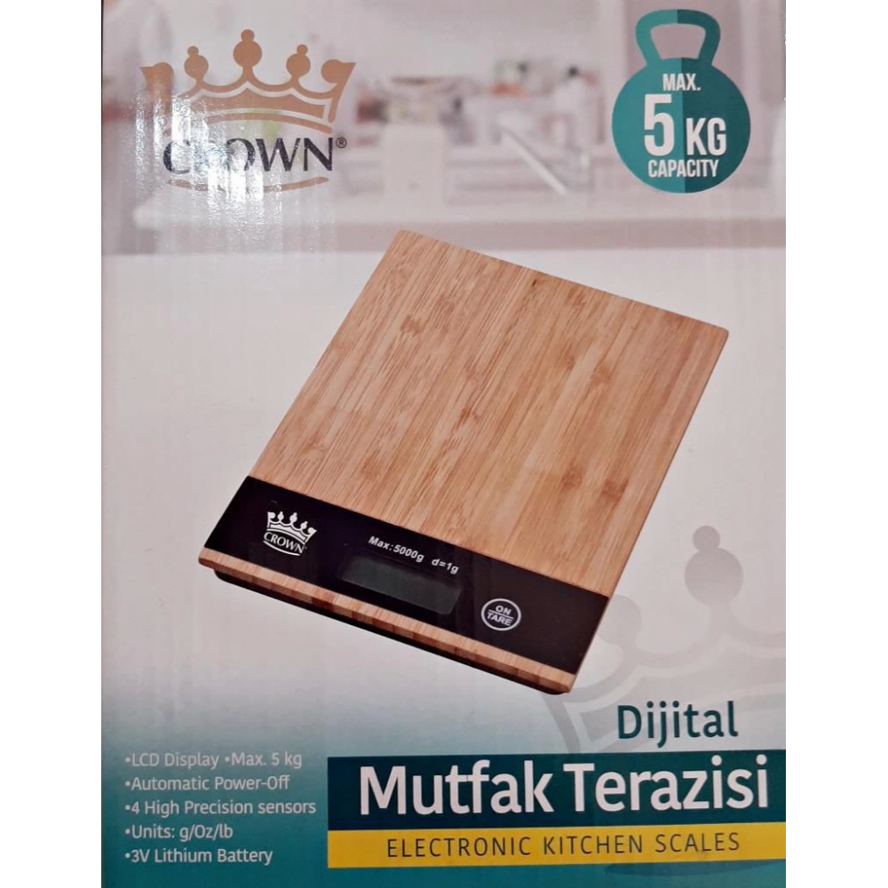 Dijital Lcd Mutfak Tartısı Terazisi 5kg Bambu Desenli