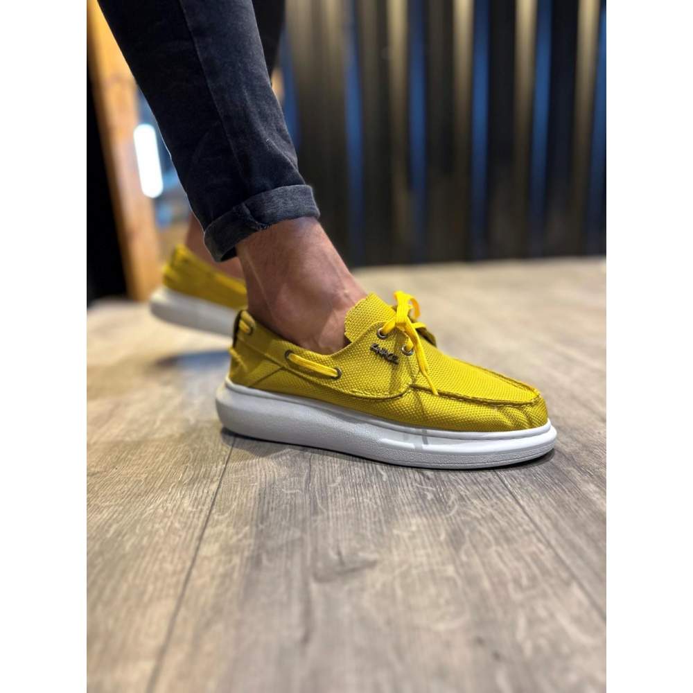 Yüksek Taban Mevsimlik Keten Ayakkabı  Sarı