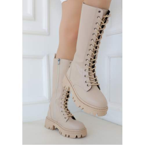 Nude Cilt Bağcıklı Çizme Nude Cilt Bağcıklı Çizme