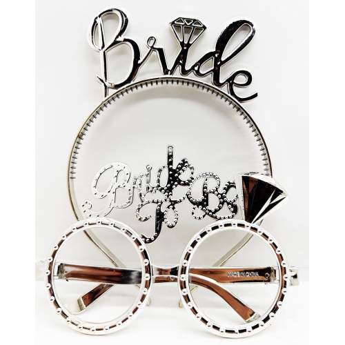 Bride Yazılı Taç ve Bride To Be Yazılı Gözlük Seti Gümüş Renk Bride Yazılı Taç ve Bride To Be Yazılı Gözlük Seti Gümüş Renk